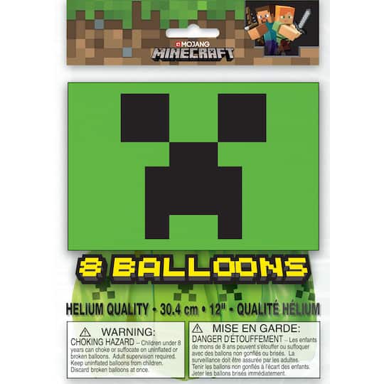 12" Minecraft Creeper Latex Balloons, 8ct.